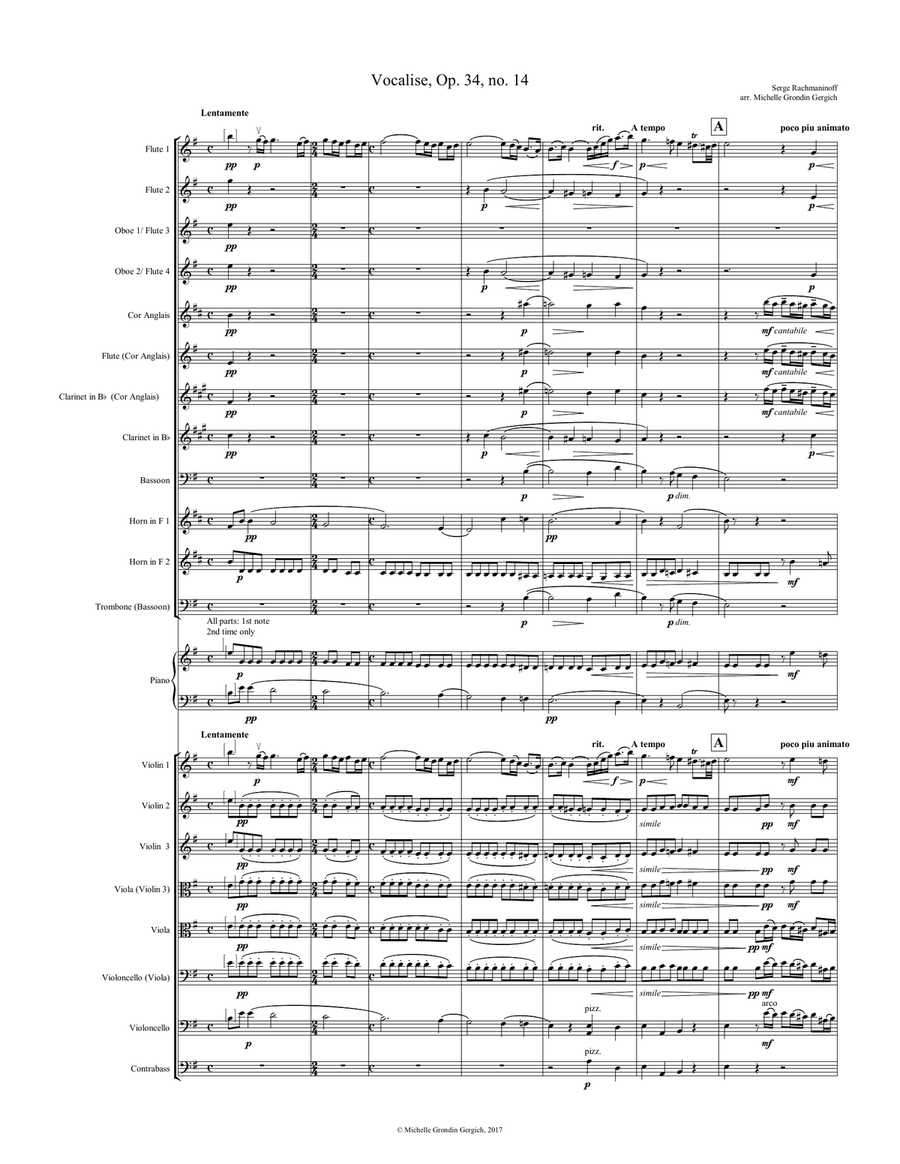 Rachmaninoff - Vocalise (flex orchestra ensemble) Chamber Orchestra scores gallery preview page 1