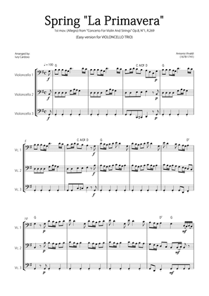 "Spring" (La Primavera) by Vivaldi - Easy version for CELLO TRIO