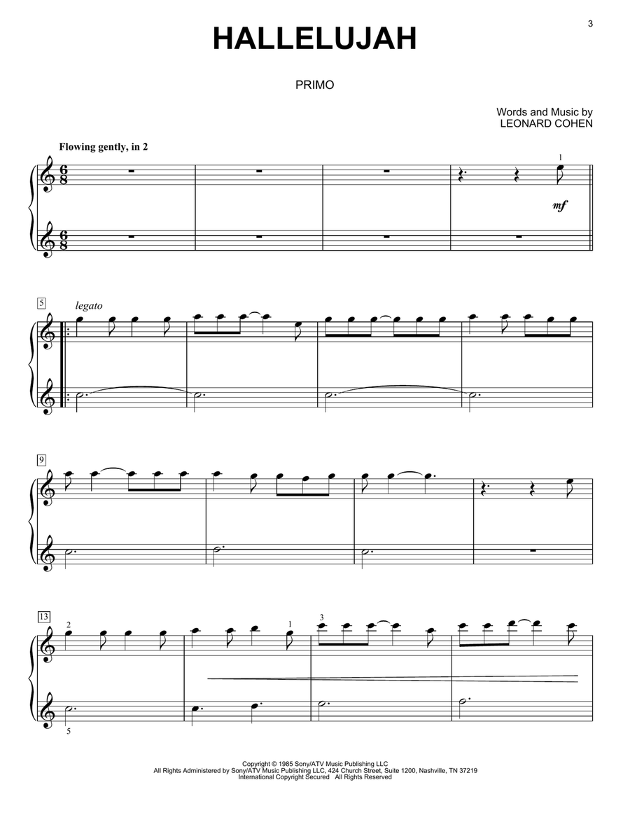 Hallelujah Hallelujah Piano Duet scores gallery preview page 2