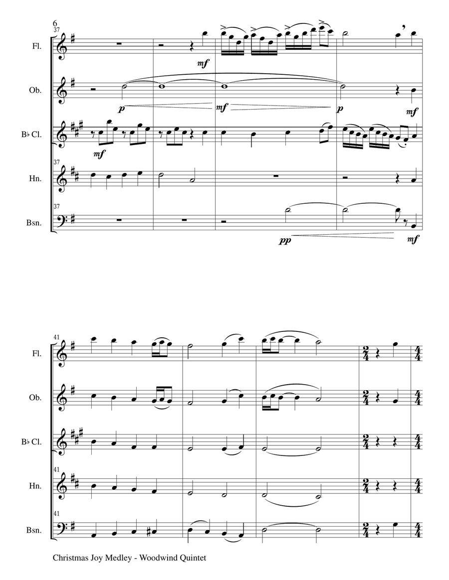 CHRISTMAS JOY MEDLEY (Woodwind Quintet Score and Parts for Flt, Ob, Cl, Hrn, and Bsn) Woodwind Quintet scores gallery preview page 6