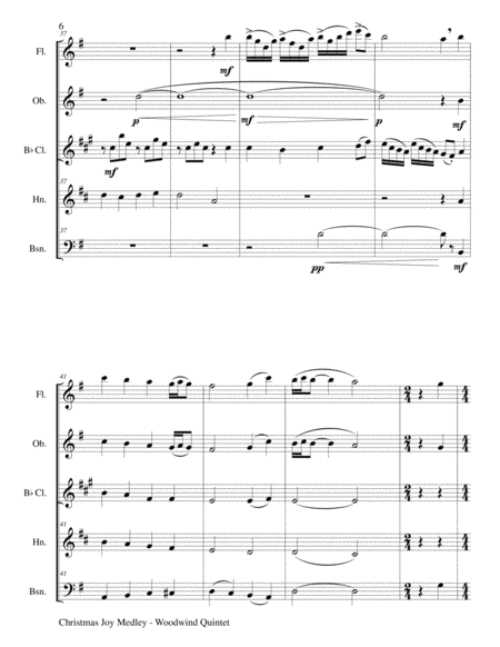 CHRISTMAS JOY MEDLEY (Woodwind Quintet Score and Parts for Flt, Ob, Cl, Hrn, and Bsn) image number null