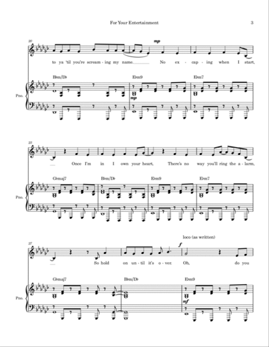 For Your Entertainment Piano, Vocal, Guitar scores gallery preview page 3