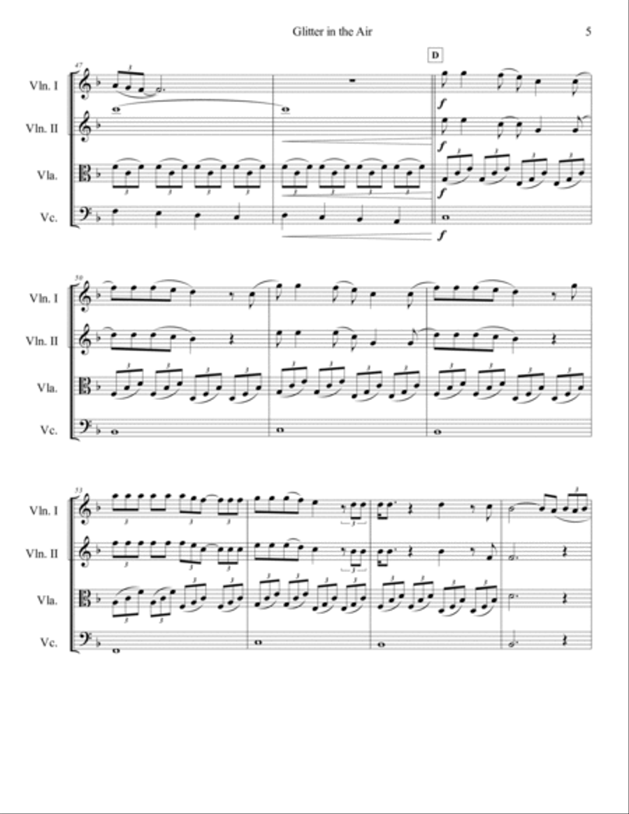 Glitter In The Air String Quartet scores gallery preview page 6