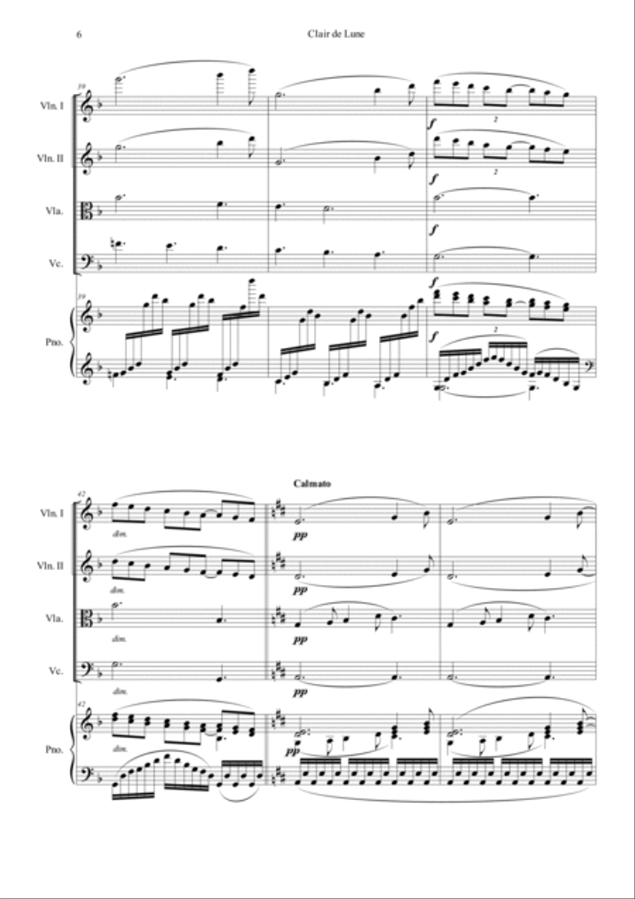 Clair de Lune in D Piano Quintet scores gallery preview page 6