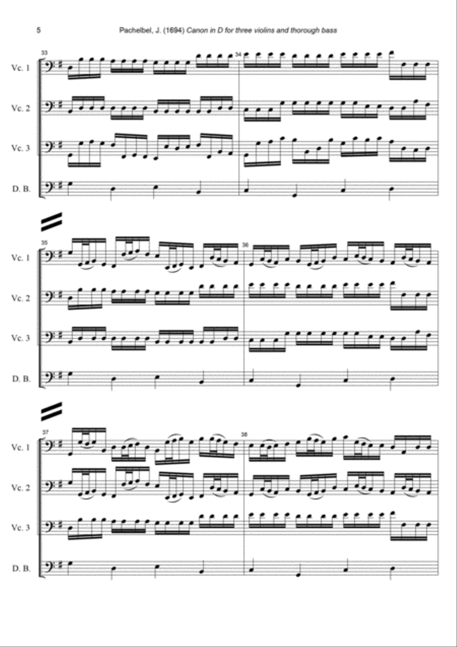 J. Pachelbel - Canon in D-dur, arr. for 3 Cellos & Double Bass image number null