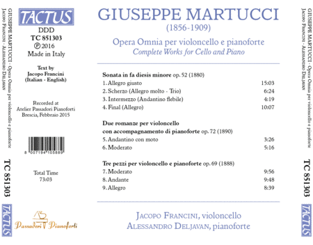 Giuseppe Martucci: Complete Works for Cello & Piano