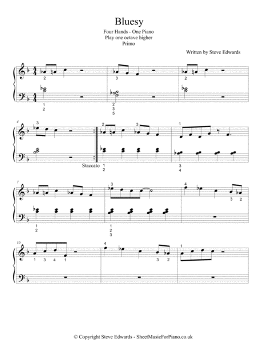 Bluesy - Four Hands - One Piano - Easy/Moderate 1 Piano, 4-Hands scores gallery preview page 3
