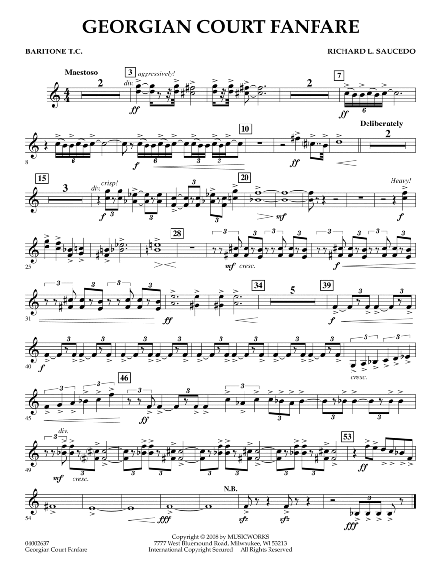 Georgian Court Fanfare - Baritone T.C. Concert Band scores gallery preview page 1