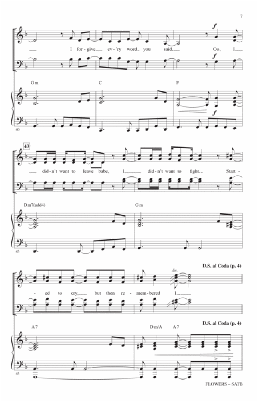 Flowers (arr. Mark Brymer) 4-Part scores gallery preview page 6