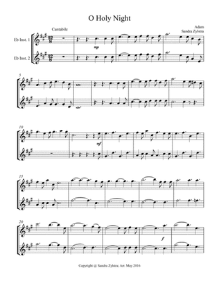 O Holy Night (treble Eb instrument duet, parts only)