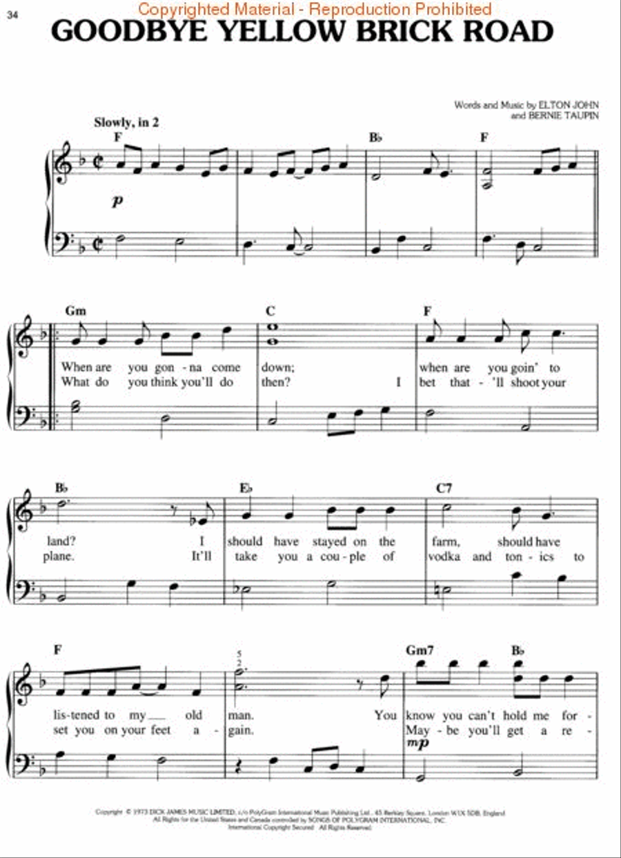 Elton John – Greatest Hits Updated Easy Piano scores gallery preview page 3