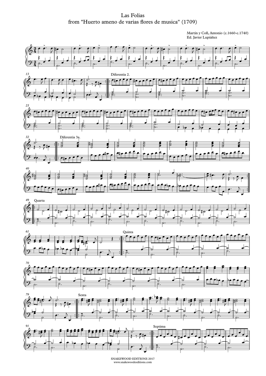 Antonio Martín y Coll – Las Folias Harpsichord scores gallery preview page 2