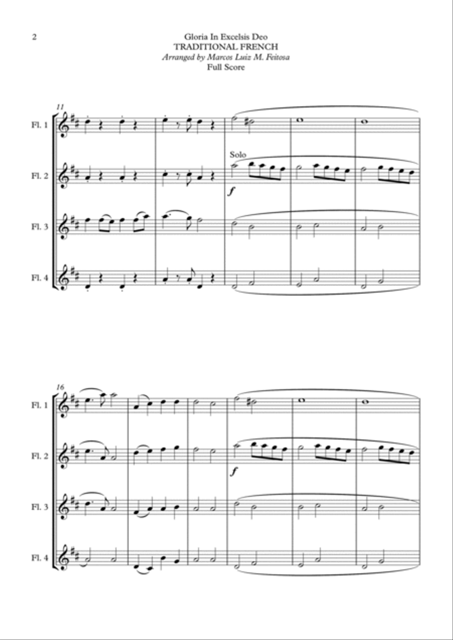 Gloria In Excelsis Deo - Flute Quartet Flute Quartet scores gallery preview page 4