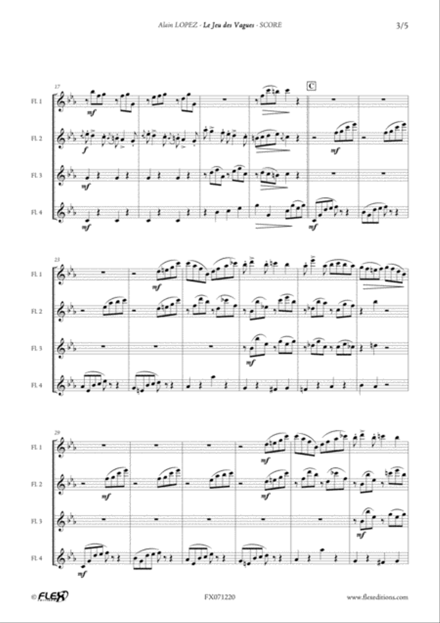 Le jeu des vagues Flute Quartet scores gallery preview page 3
