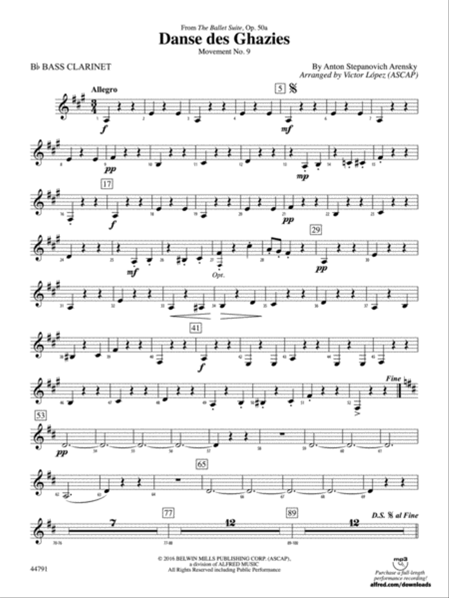 Danse des Ghazies: B-flat Bass Clarinet Full Orchestra scores gallery preview page 1
