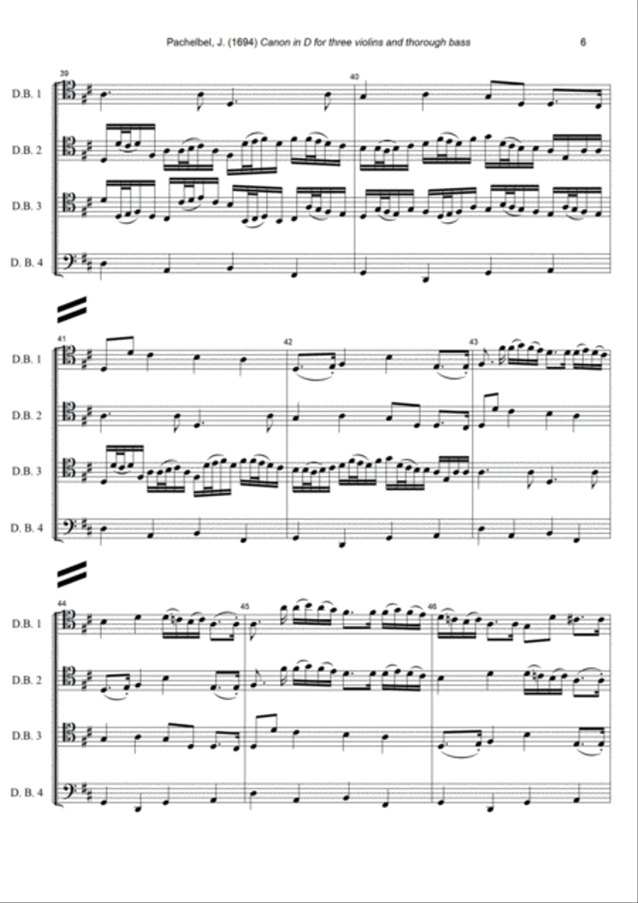J. Pachelbel Canon in D dur arr. for Double Bass Quartet