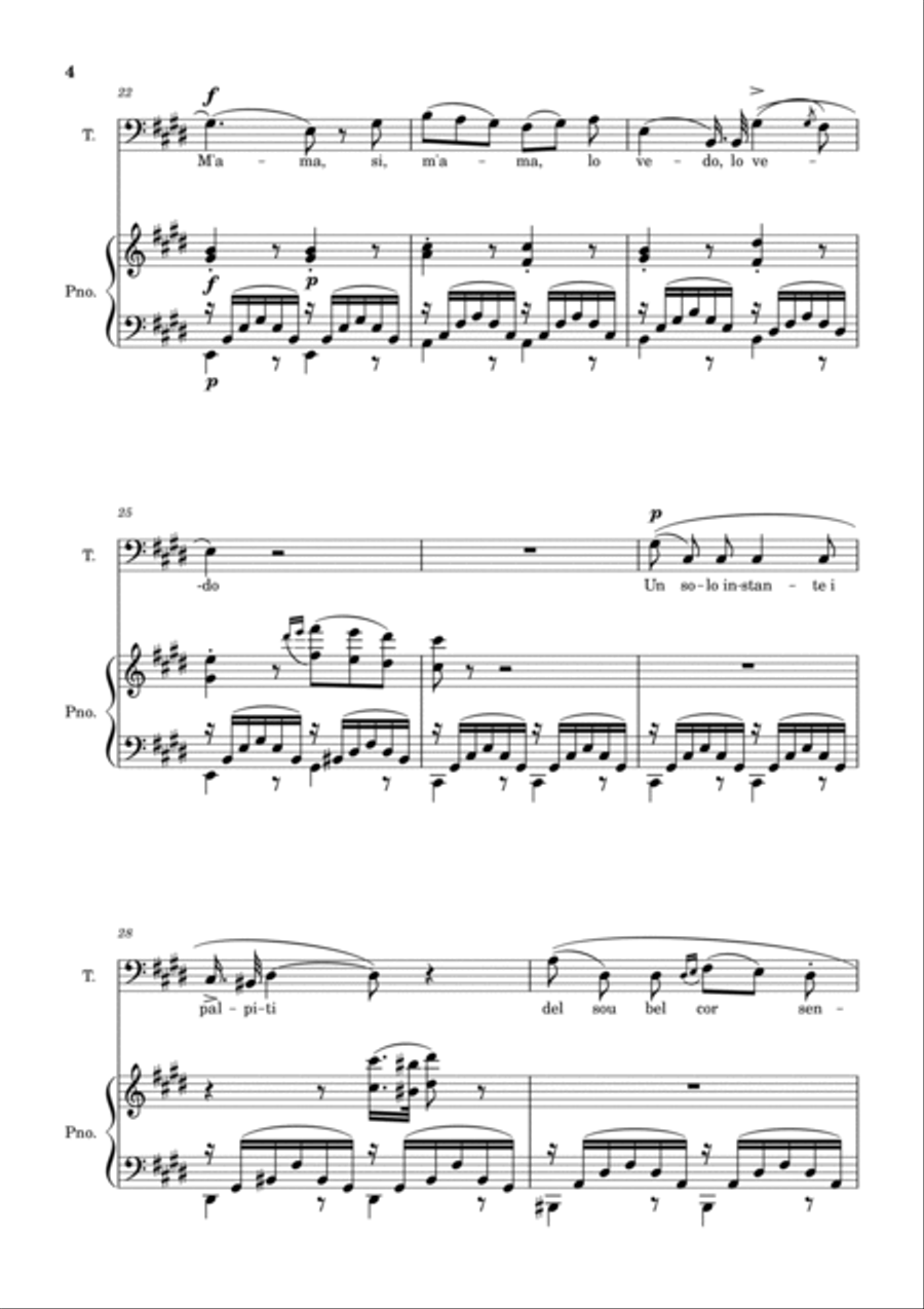 Una Furtiva Lagrima (Tenor in C#m) Piano, Vocal, Guitar scores gallery preview page 4