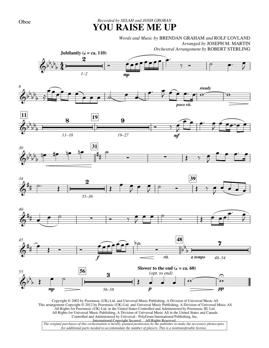You Raise Me Up - Oboe Choir scores gallery preview page 1