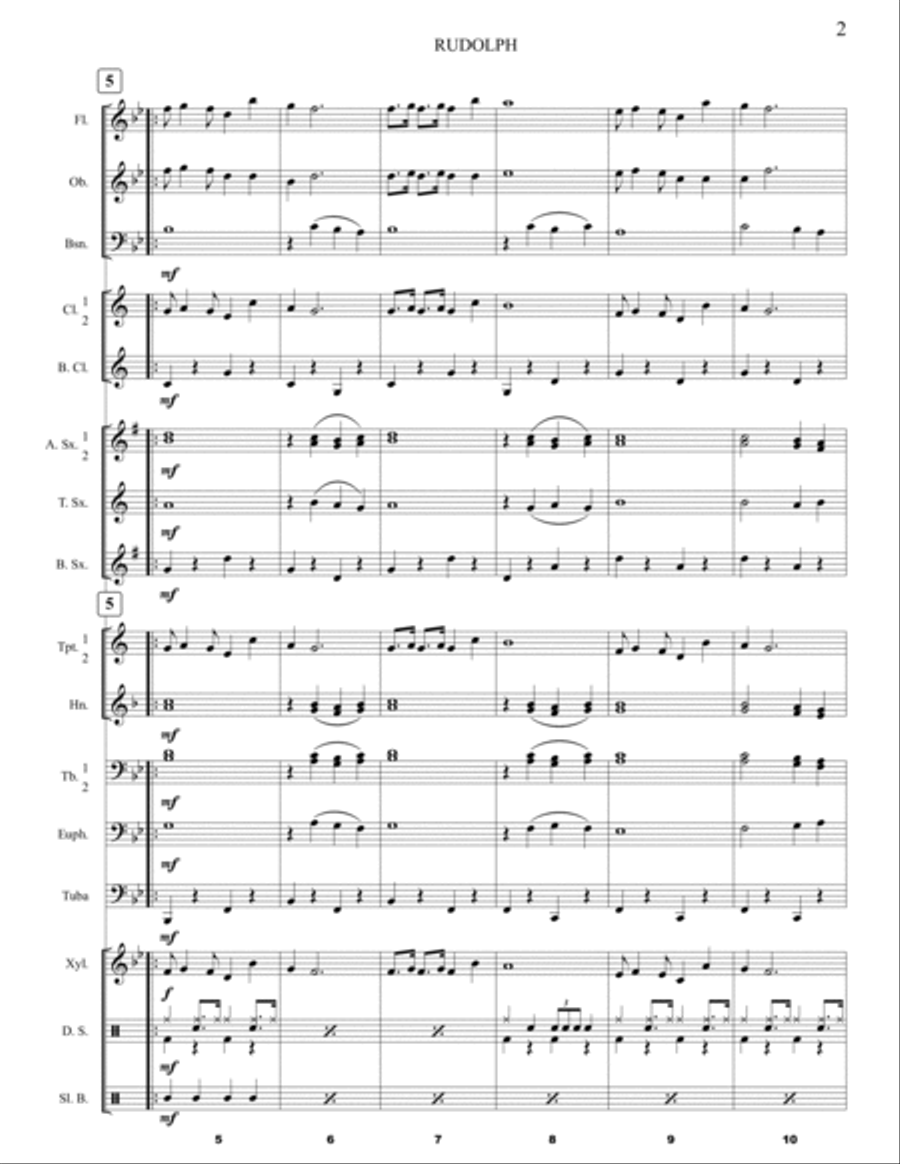 Rudolph The Red-nosed Reindeer Concert Band scores gallery preview page 5