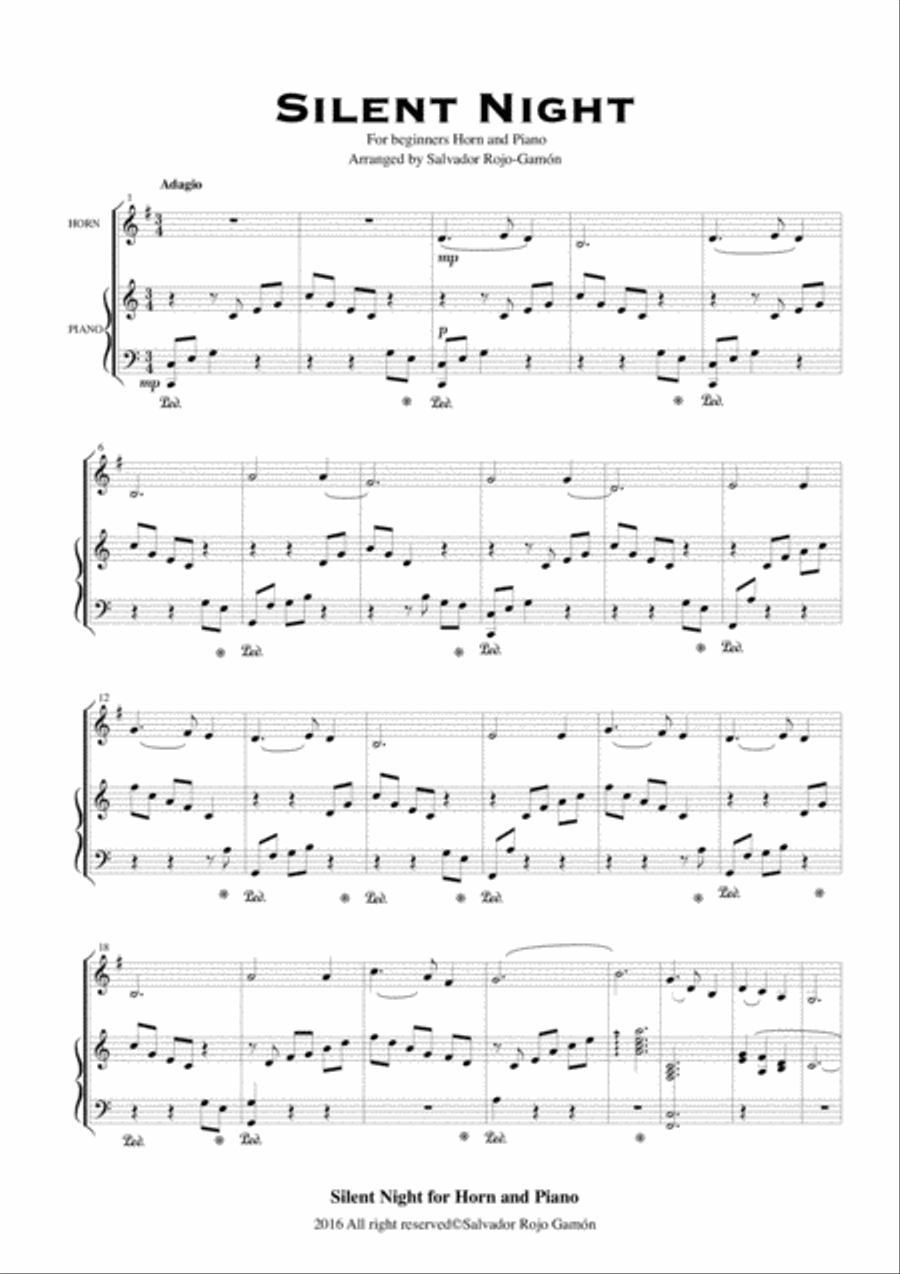 Silent Night (For Horn and Piano) Brass Duet scores gallery preview page 3