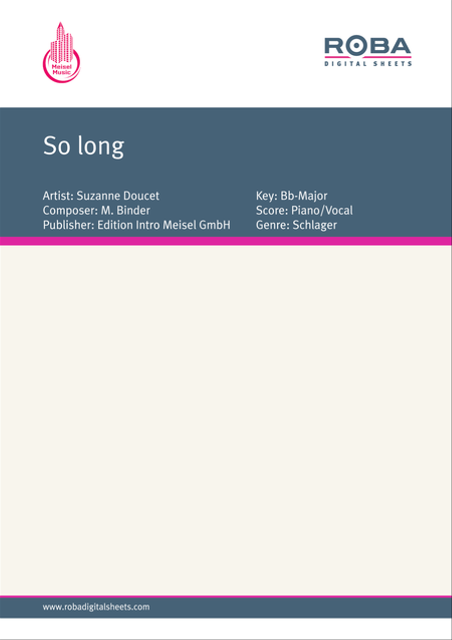 So long Piano, Vocal scores gallery preview page 1
