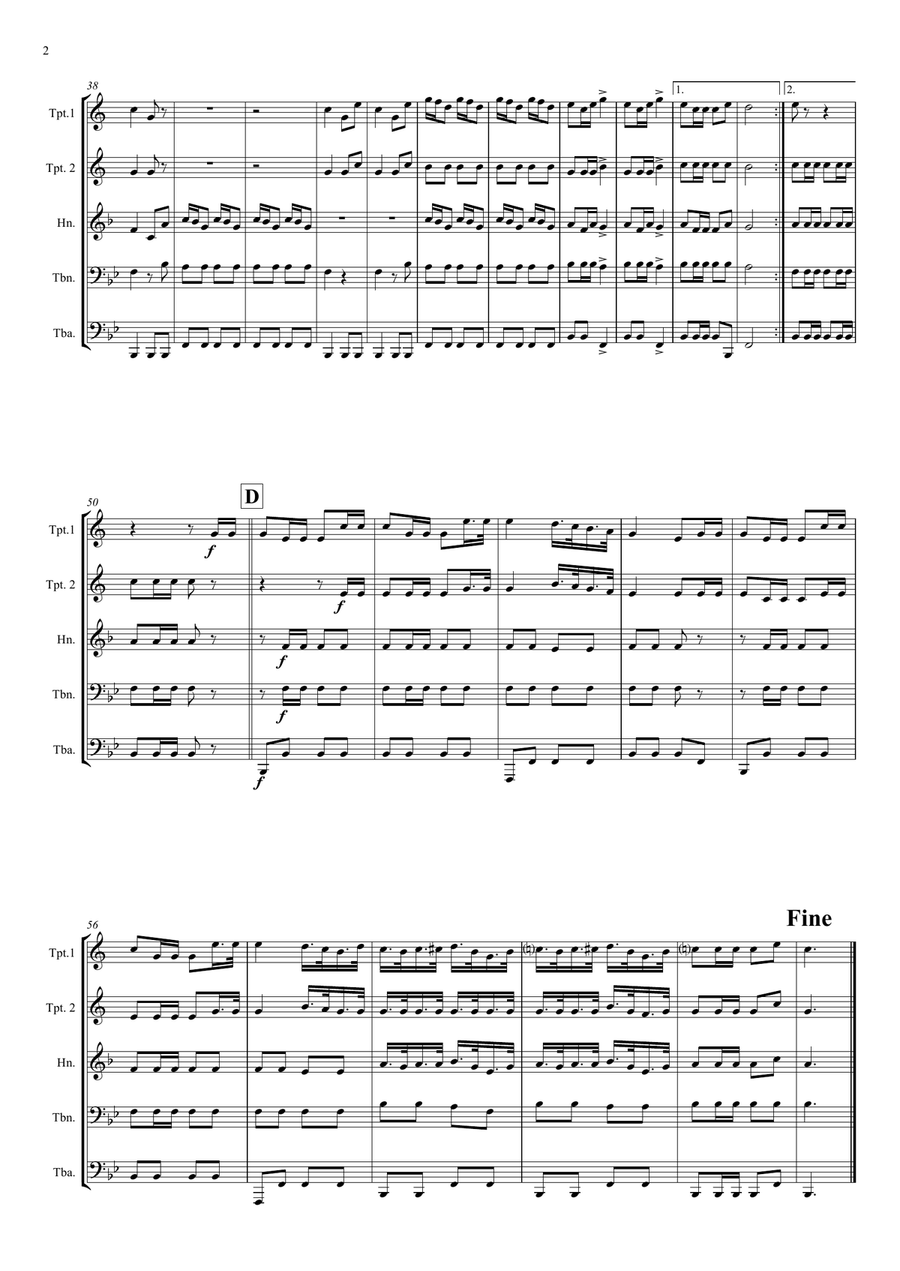 Jaegerchor - Der Freischuetz C.M.Weber - Brass Quintet Brass Quintet scores gallery preview page 2