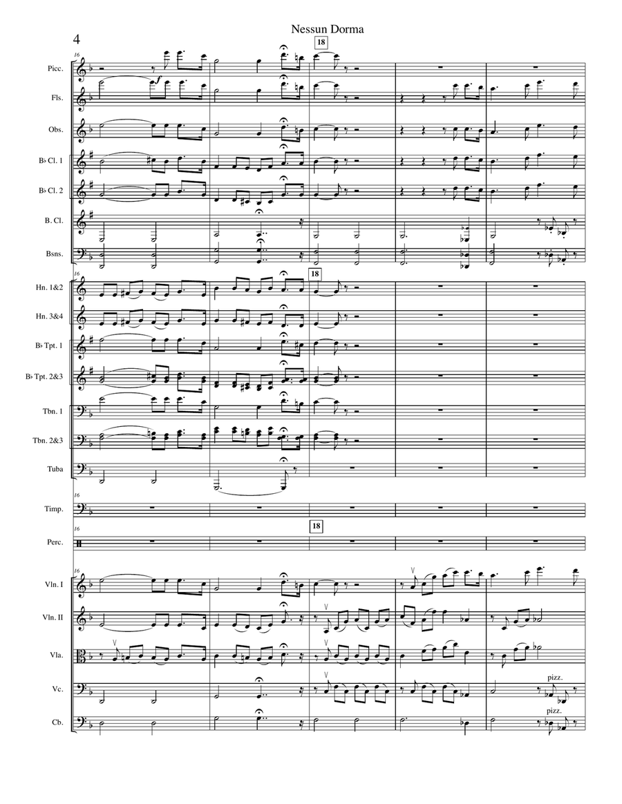 Nessun Dorma Full Orchestra scores gallery preview page 4