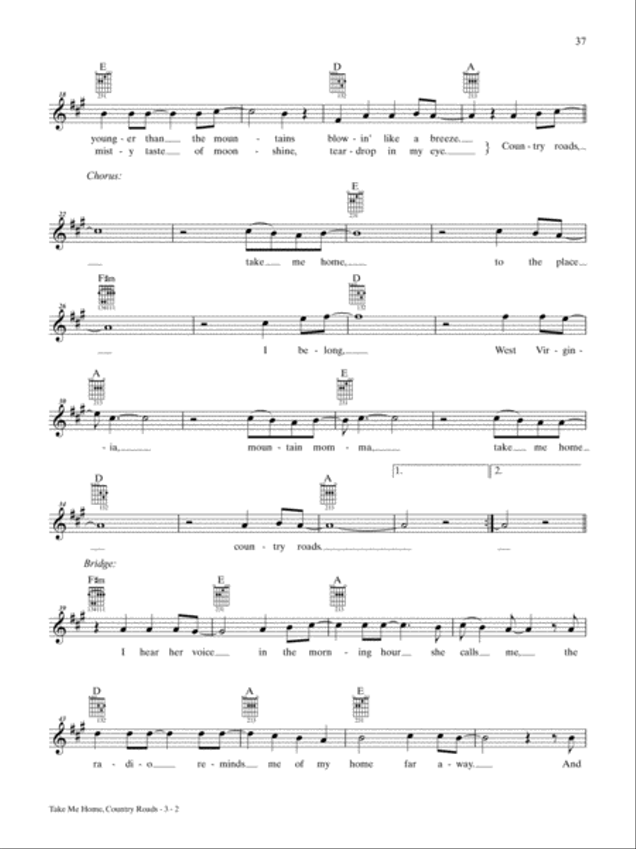 Take Me Home, Country Roads Guitar Tablature scores gallery preview page 2