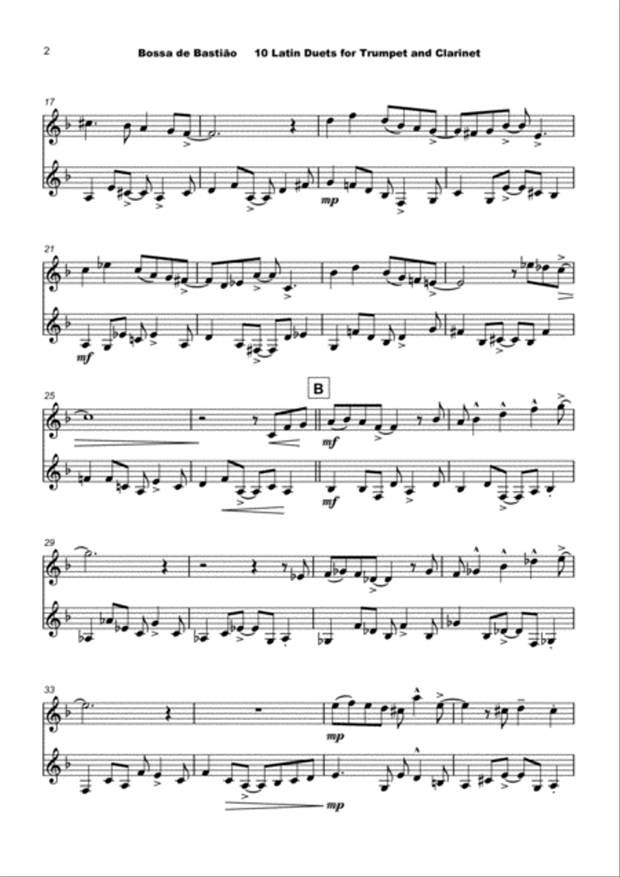 10 Latin Duets, for Trumpet and Clarinet Clarinet scores gallery preview page 4