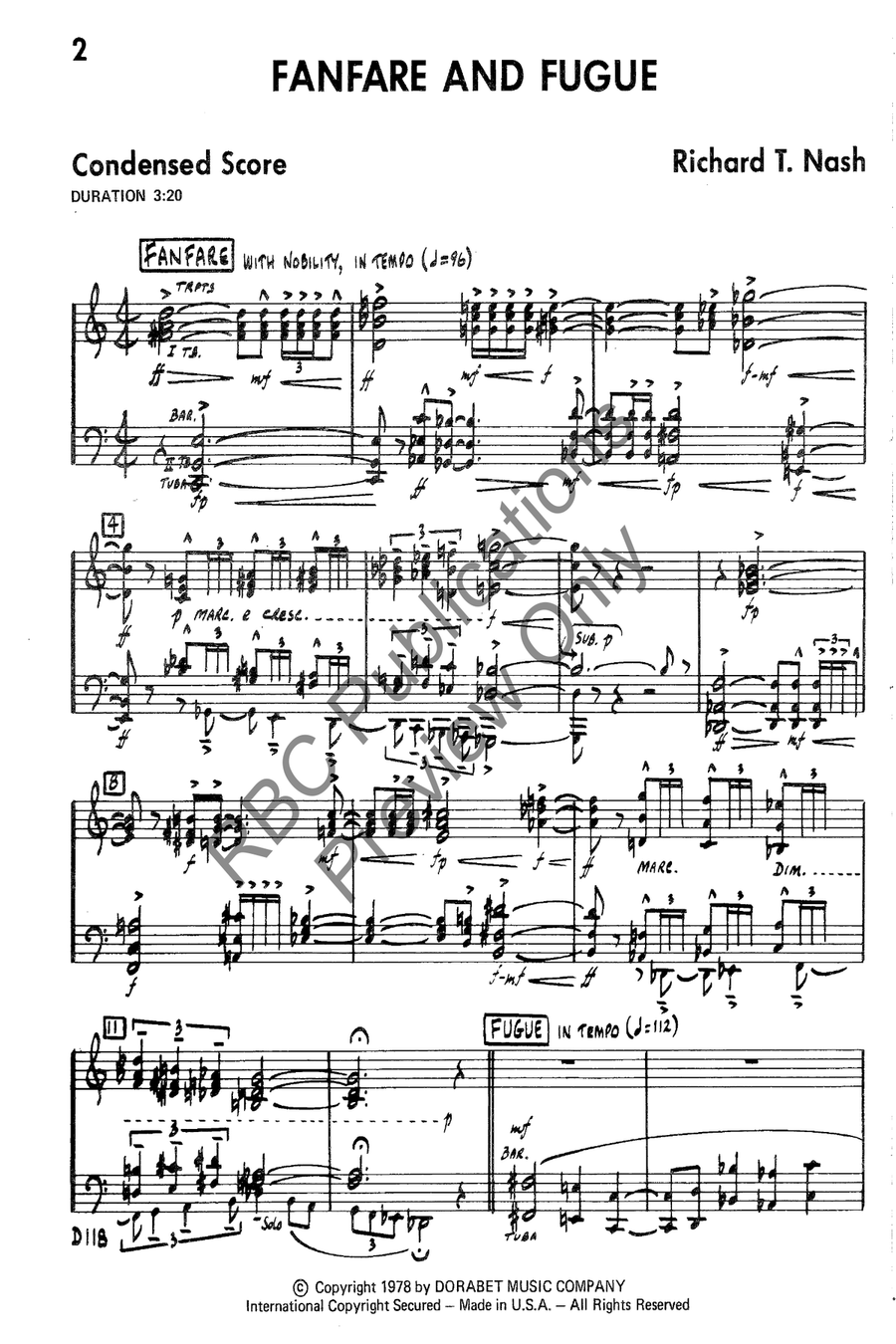 Fanfare And Fugue Brass Sextet Set of Parts scores gallery preview page 3