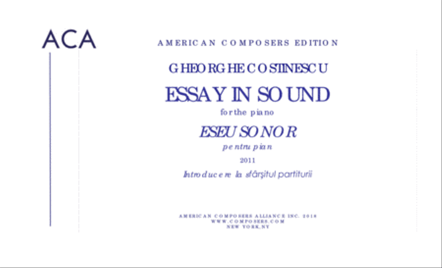 [Costinescu] Essay in Sound Piano Solo scores gallery preview page 1