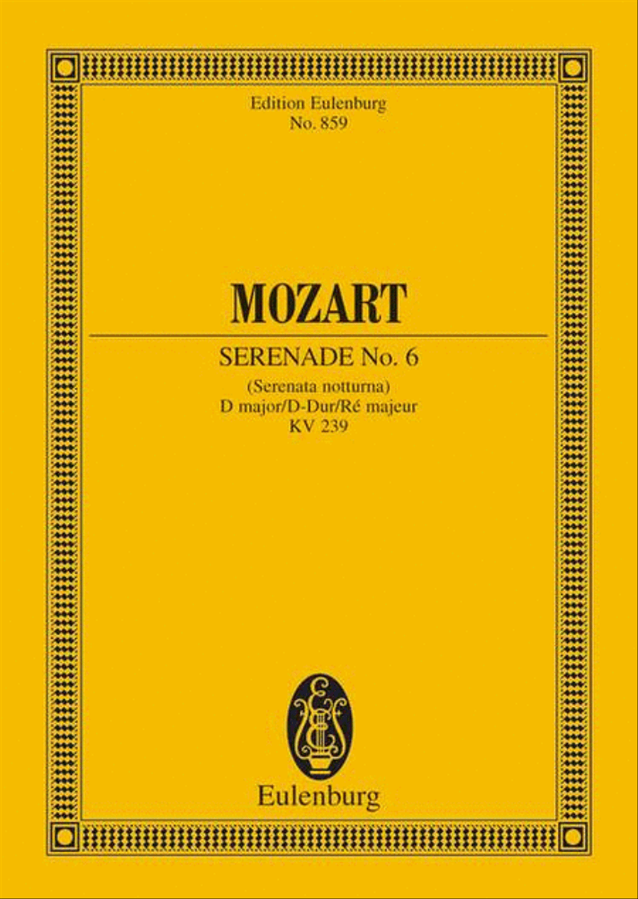 Serenade No. 6 D major Chamber Orchestra scores gallery preview page 1