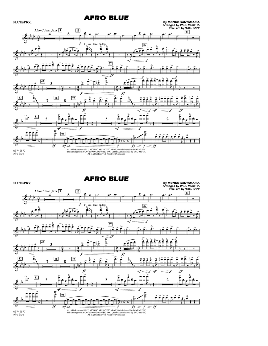 Afro Blue - Flute/Piccolo Marching Band scores gallery preview page 1