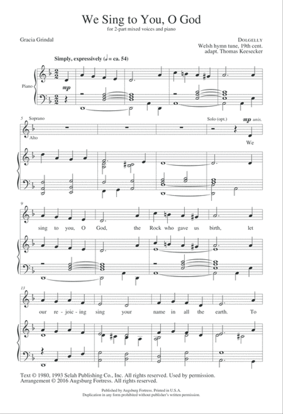 We Sing to You O God 2-Part scores gallery preview page 3