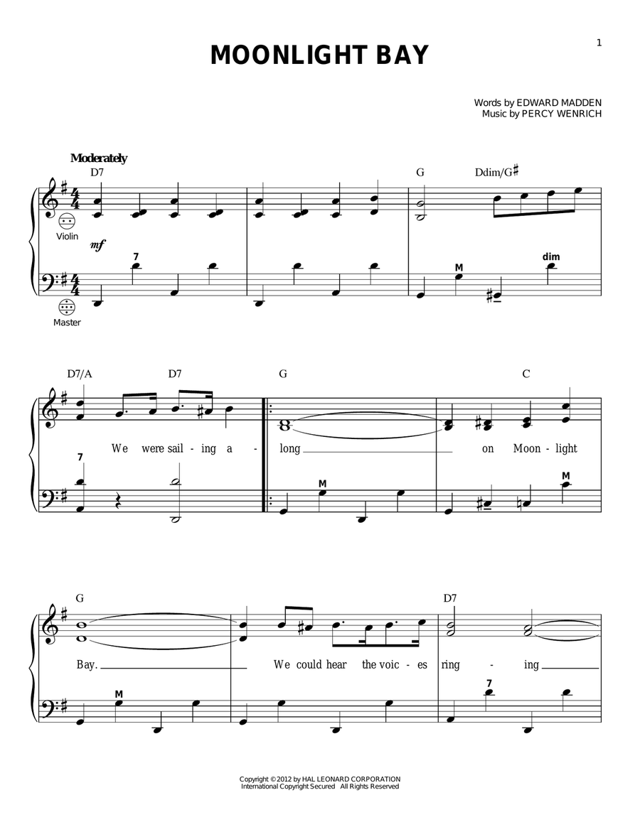 Moonlight Bay Moonlight Bay Accordion scores gallery preview page 1
