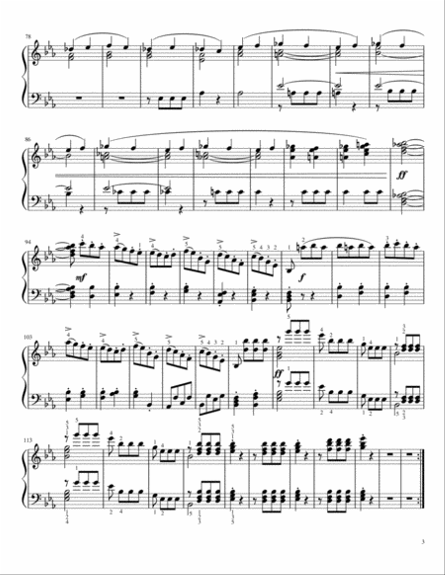 Beethoven Symphony No. 5 - 1st Movement - For Piano Solo (Intermediate) Piano Solo scores gallery preview page 3