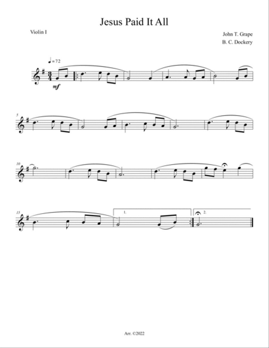 Jesus Paid It All (String Quartet) String Quartet scores gallery preview page 3