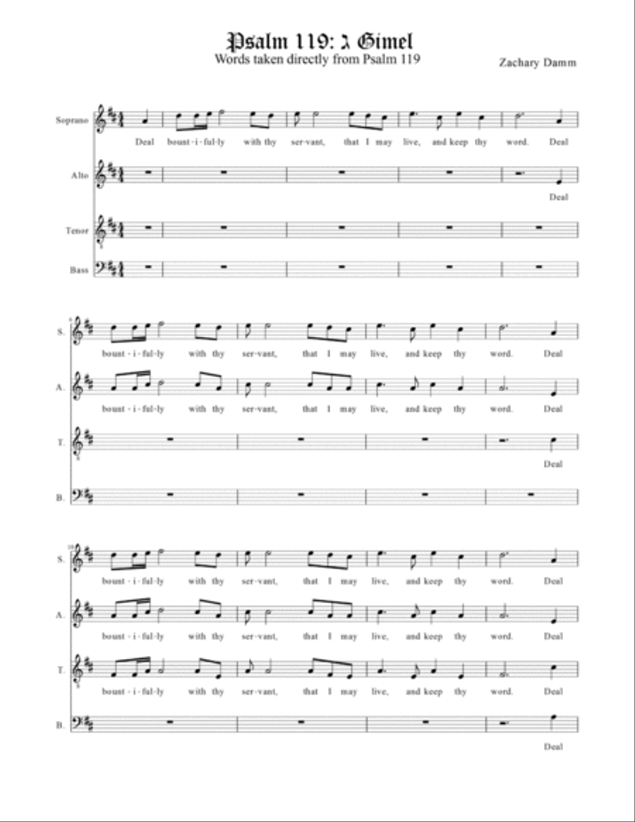 Psalm 119 Gimel 4-Part scores gallery preview page 2