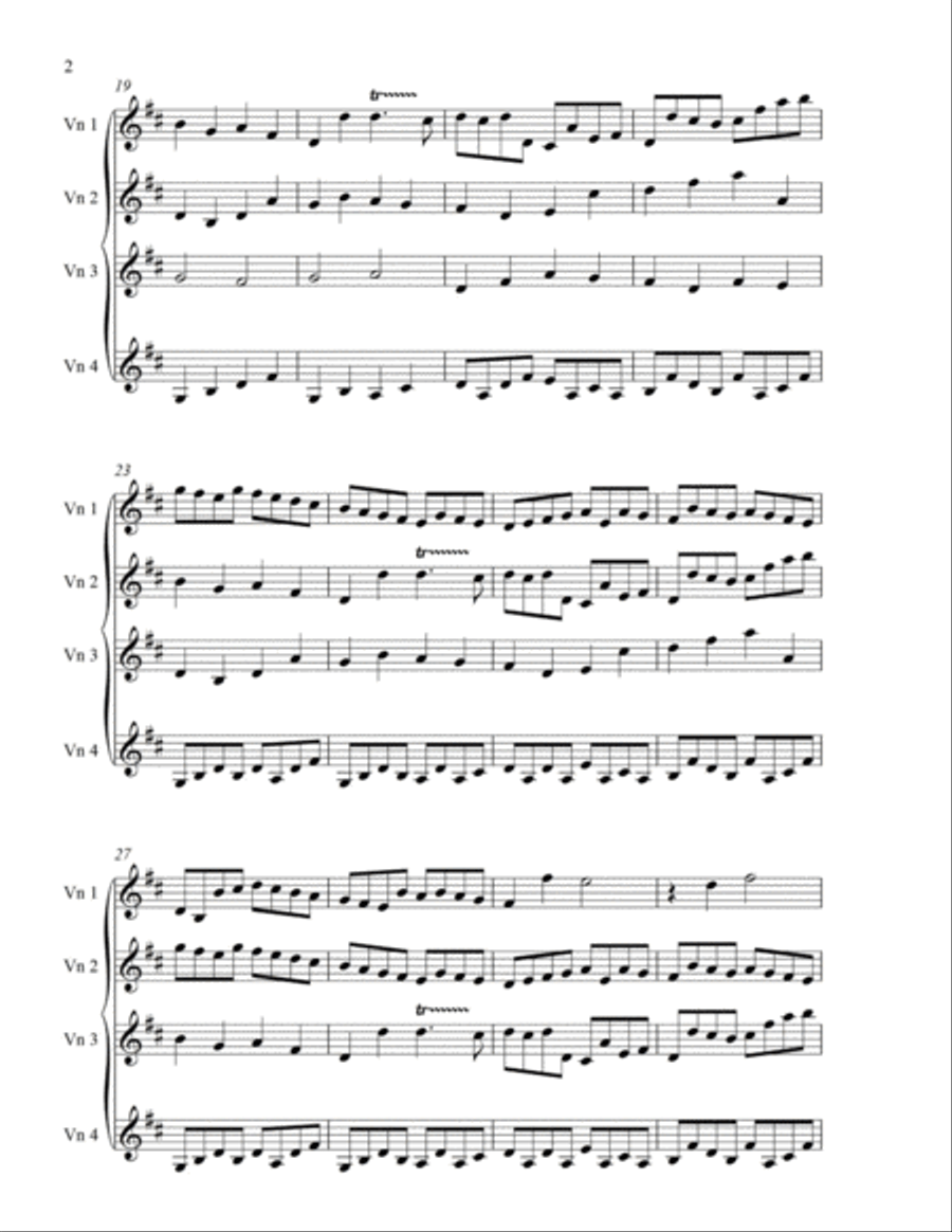 Pachelbel Canon arranged for four violins Violin Solo scores gallery preview page 2