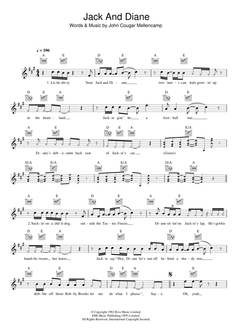 Jack And Diane Piano scores gallery preview page 1
