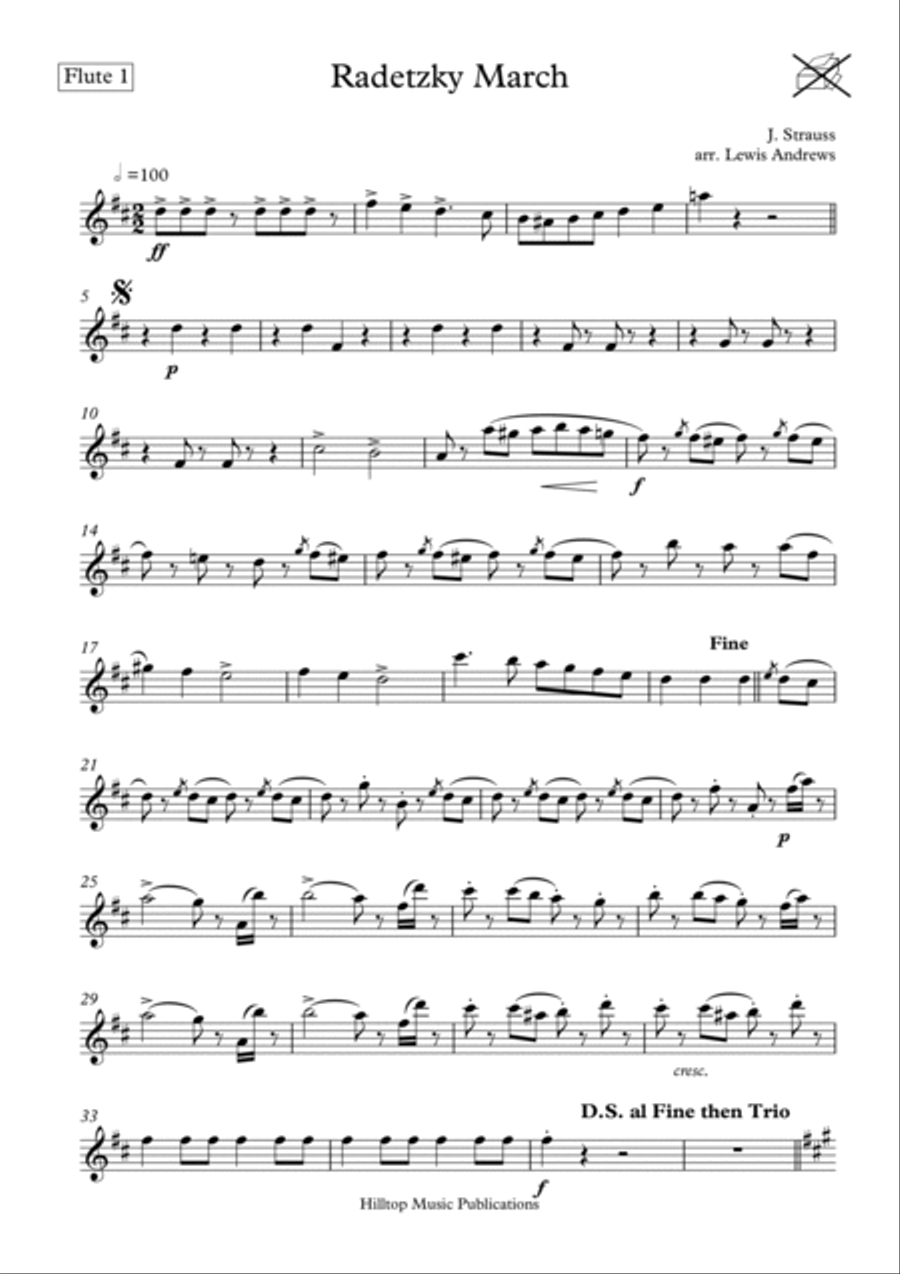 Radetsky March arr. Flute Trio Flute Trio scores gallery preview page 5