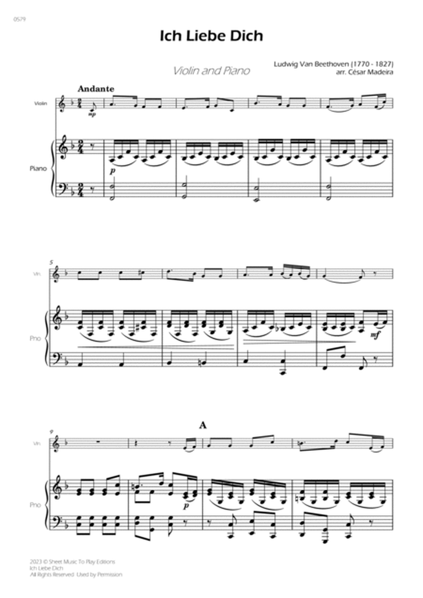 Ich Liebe Dich - Violin and Piano (Full Score and Parts) image number null