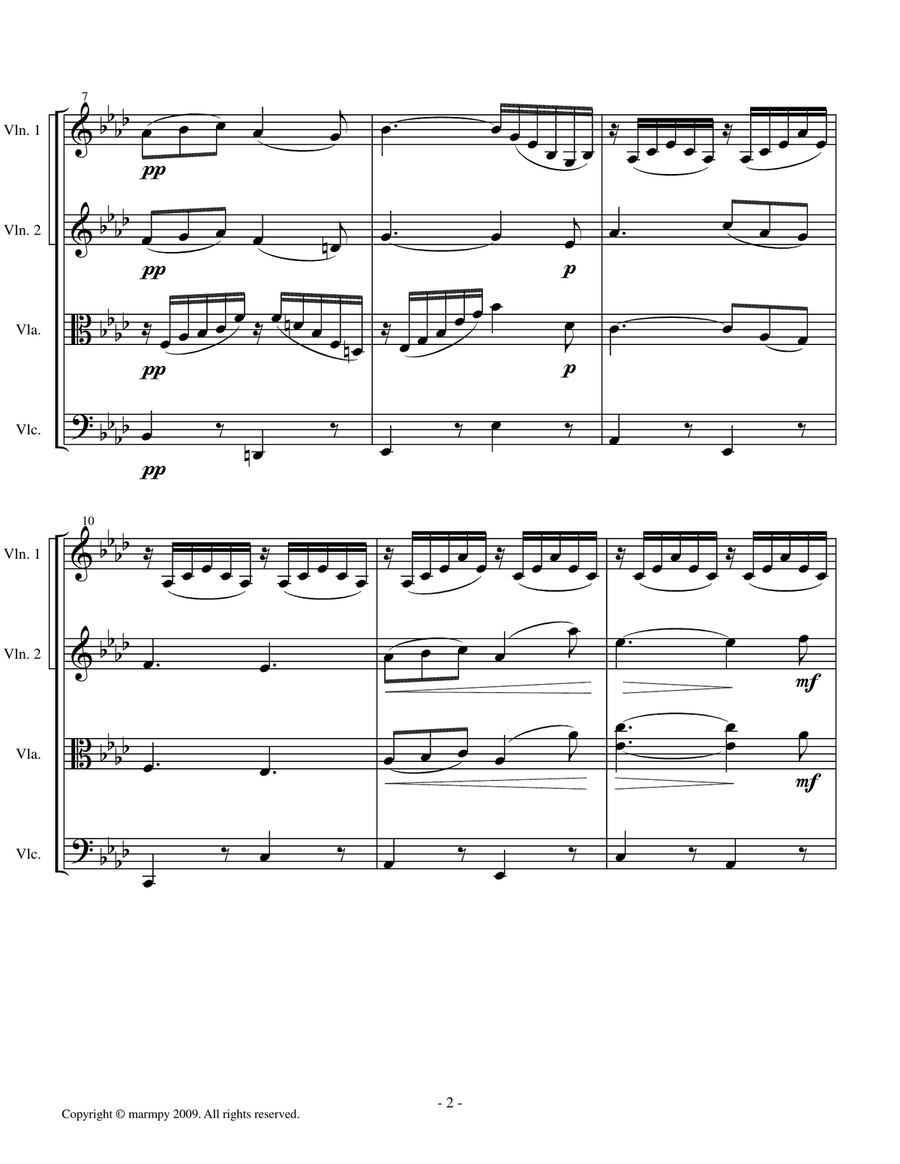O Mio Babbino Caro by Puccini (arranged for String Quartet) String Quartet scores gallery preview page 2