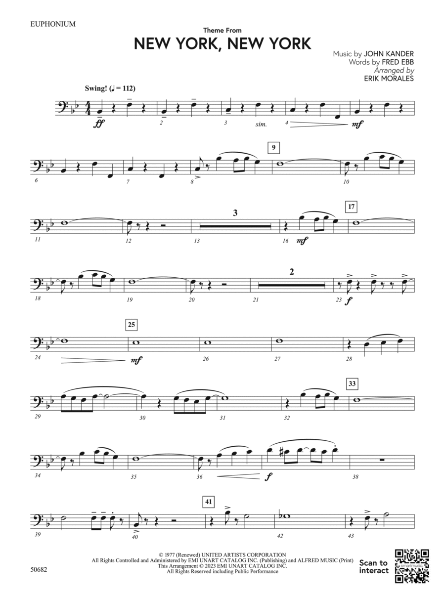 Theme from New York, New York: Baritone B.C. Concert Band scores gallery preview page 1