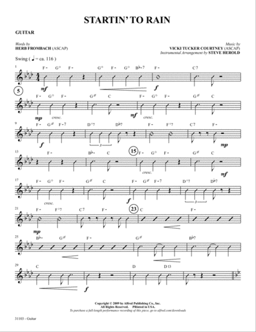 Startin' to Rain: Guitar Startin' to Rain: Guitar Guitar scores gallery preview page 1