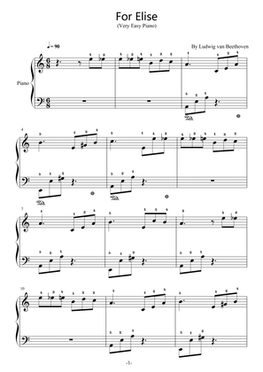 For Elise,Beethoven,Easy Piano,with Fingering,C Major