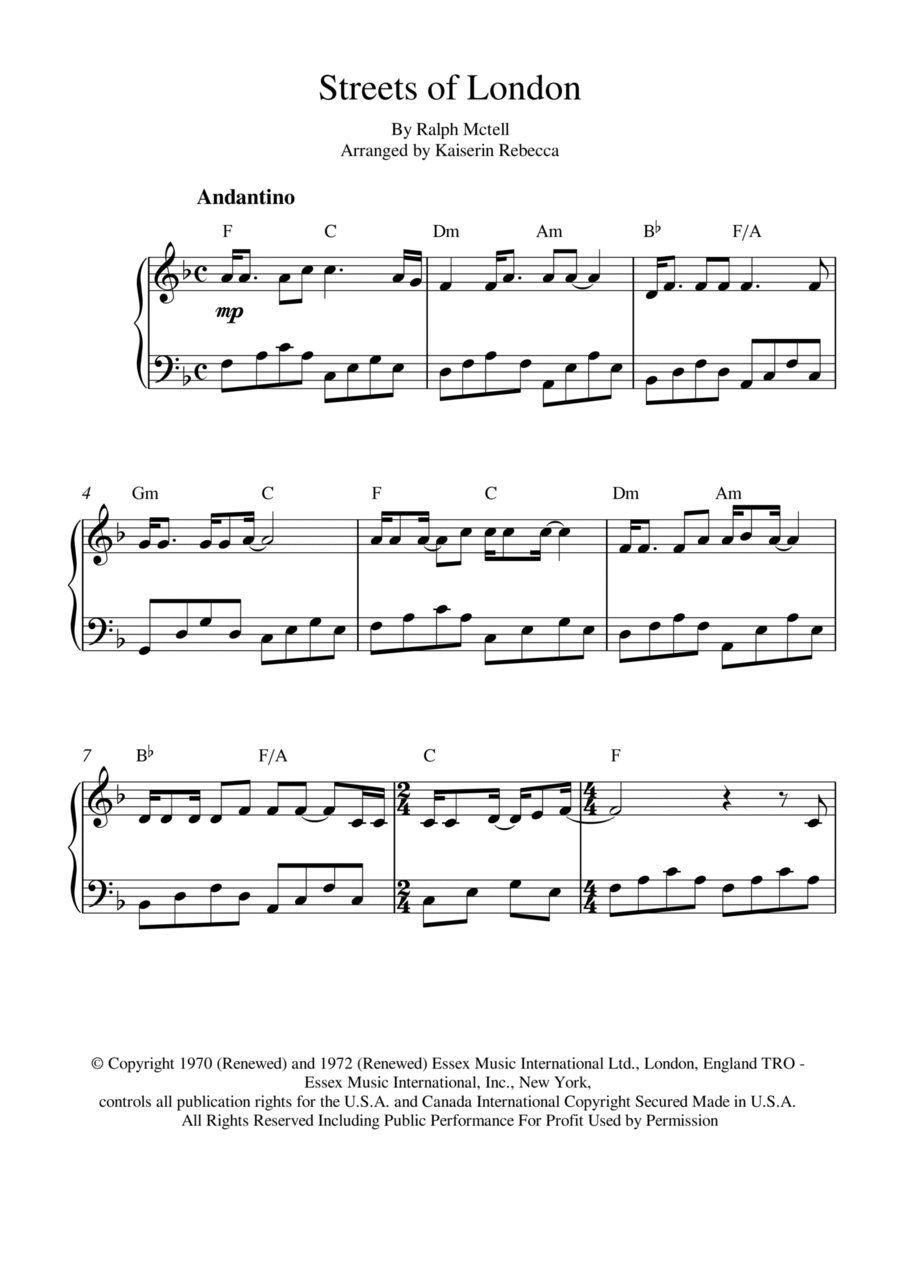 Streets Of London Streets Of London Easy Piano scores gallery preview page 1