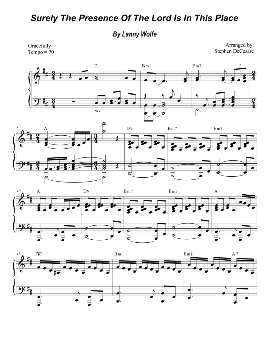 Surely The Presence Of The Lord Is In This Place Soprano Saxophone scores gallery preview page 4