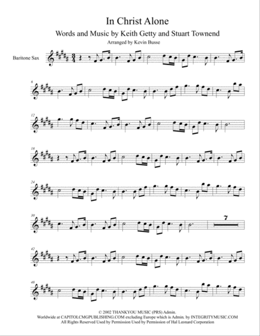 In Christ Alone Baritone Saxophone scores gallery preview page 1