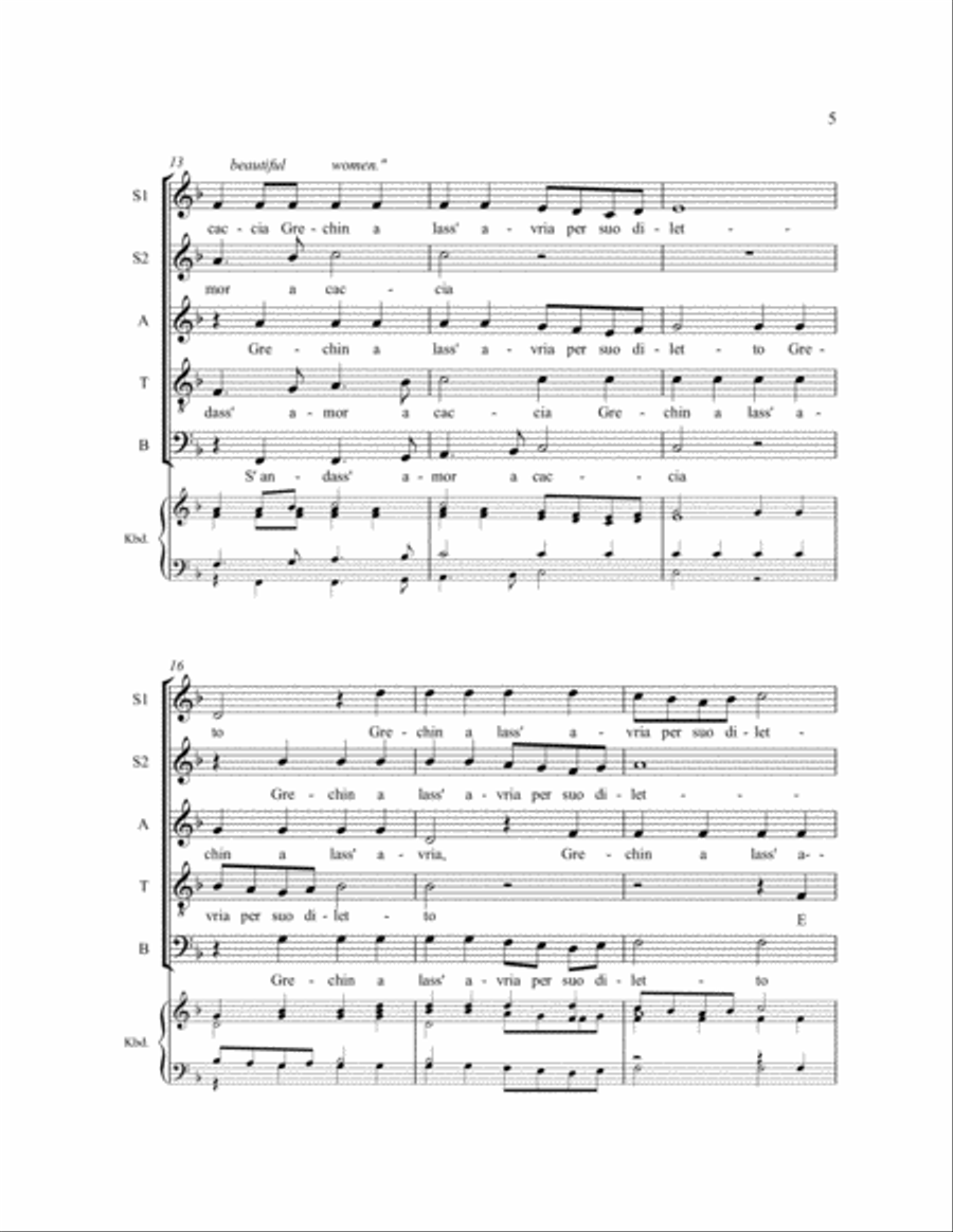 S'andasse amor a caccia SSATB scores gallery preview page 4